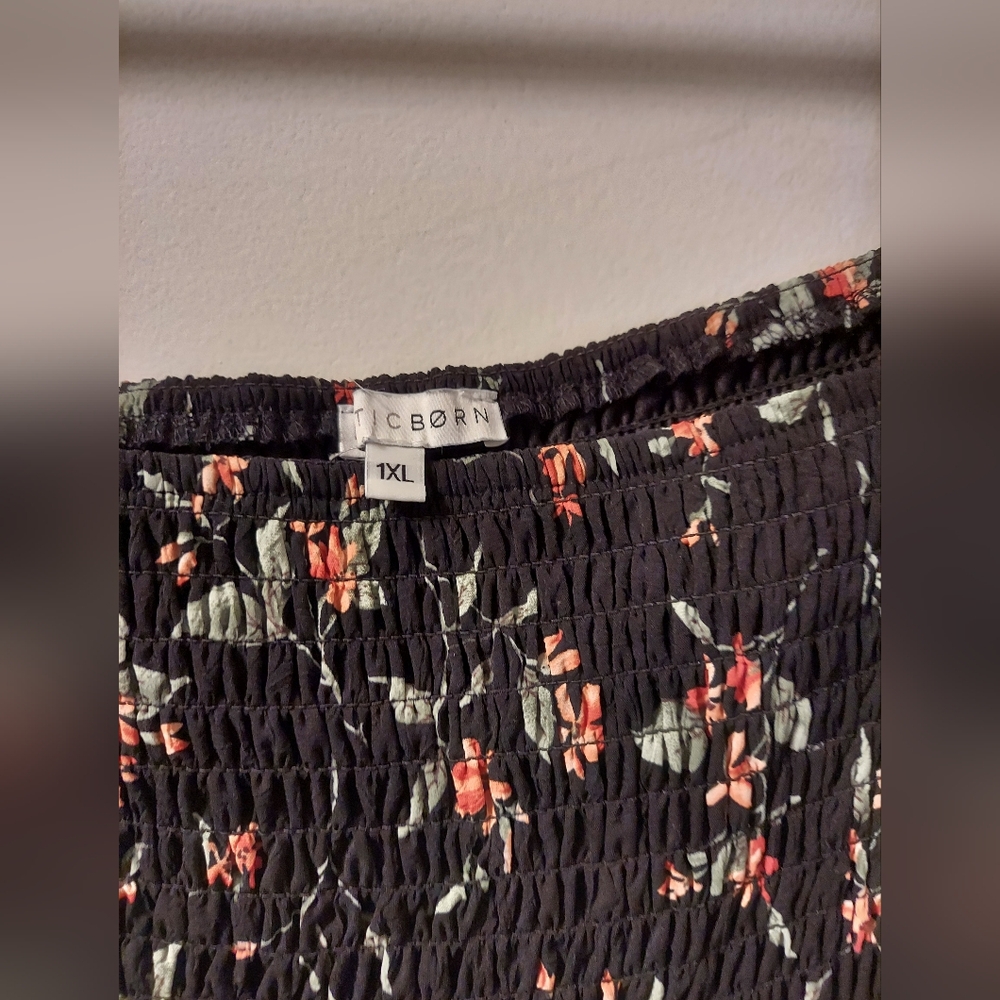 Baltic Born Black Floral Smocked Top Midi Dress 1XL - Picture 2 of 5
